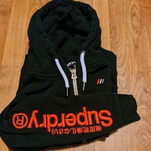 EUC Superdry coral label zip up hoodie